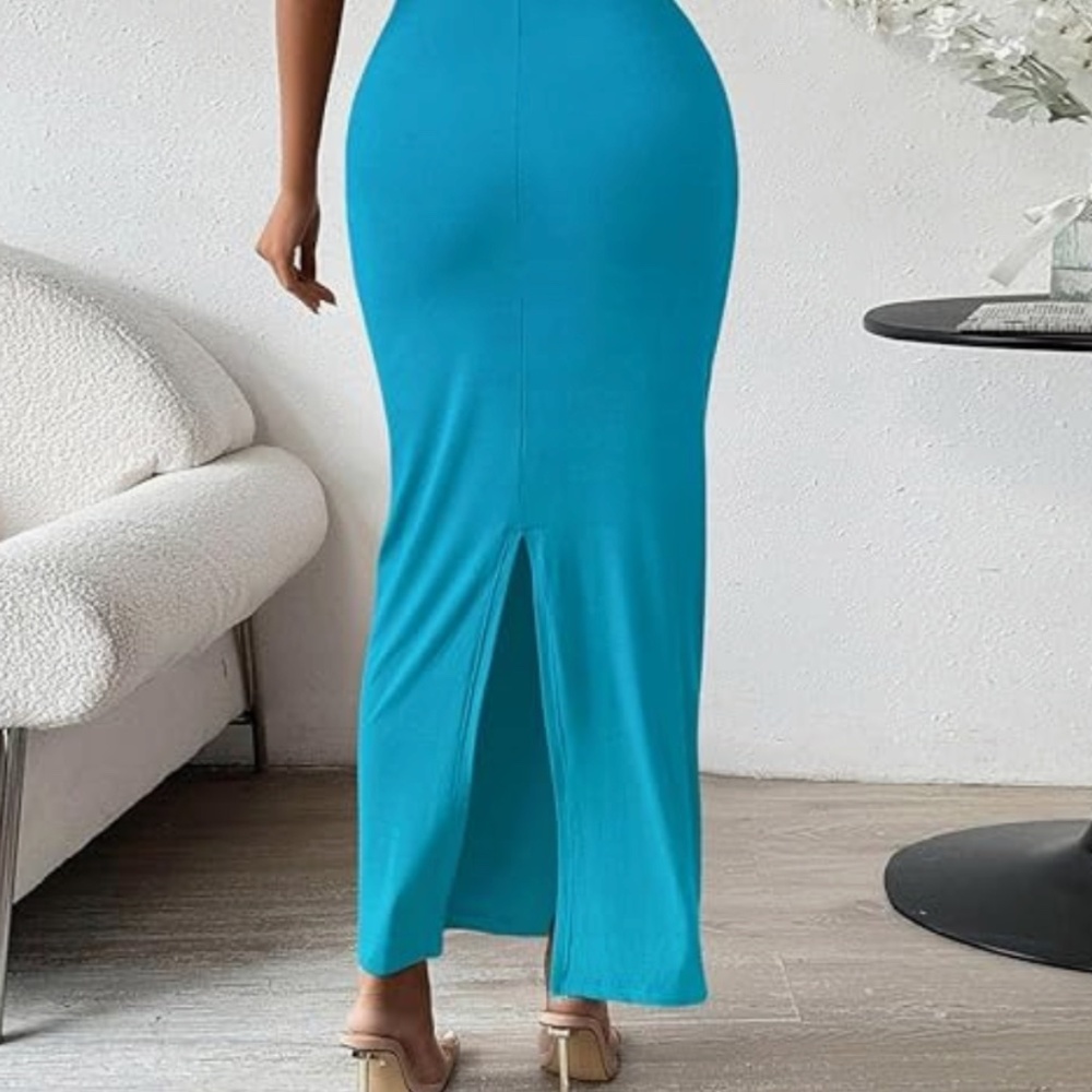 Women's Ruched Bodycon Dress - Sleeveless Club Evening Party Cocktail Maxi Dress - Picture 3 of 4